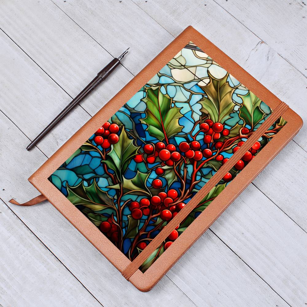 Christmas Stained Glass Design 033 - Vegan Leather Journal