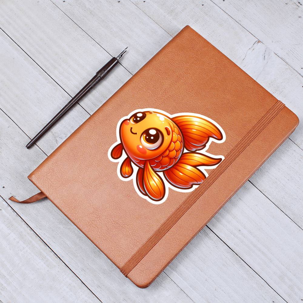 Cute Goldfish sticker 49 - Vegan Leather Journal