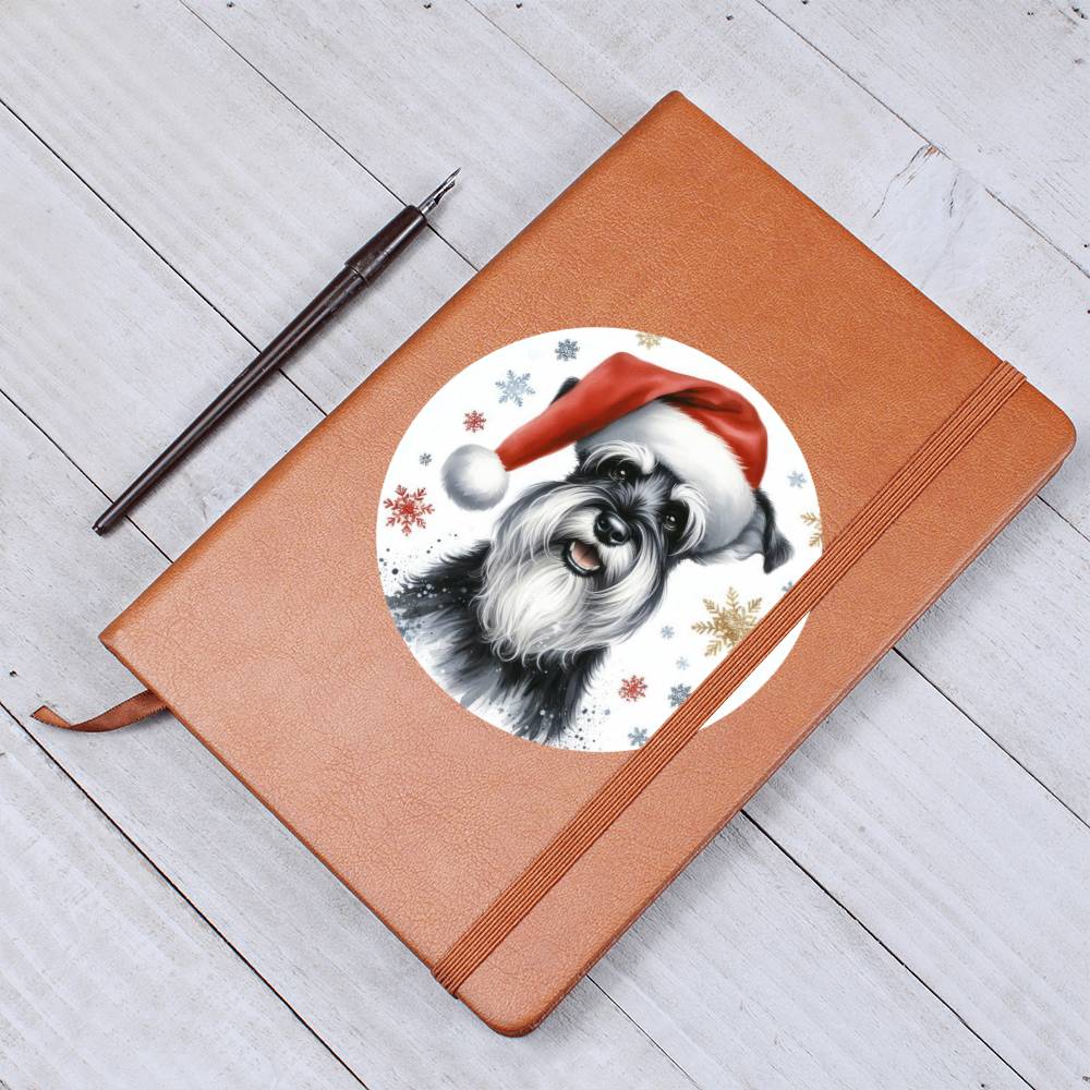 Christmas Dog - Standard Schnauzer - Vegan Leather Journal