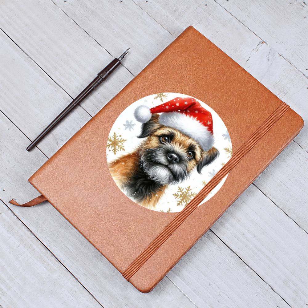 Christmas Dog - Border Terrier - Vegan Leather Journal