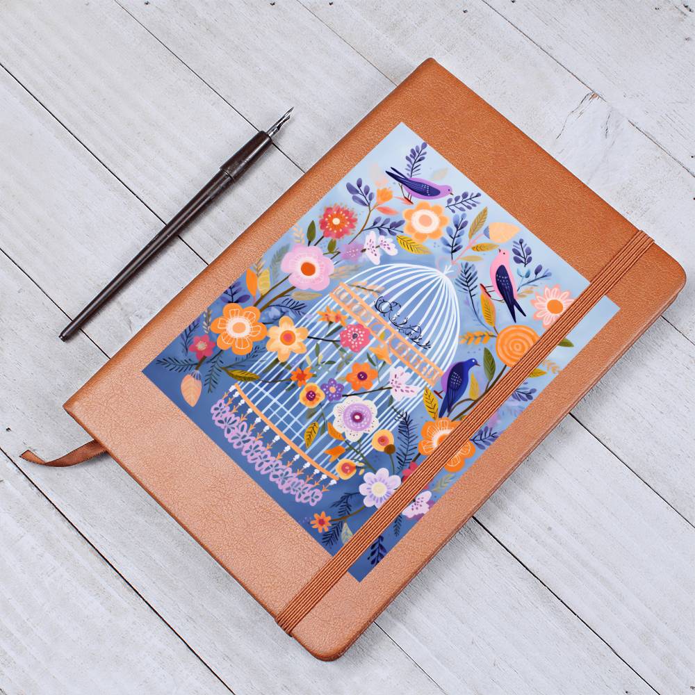 Birds And Floral Design 132 - Vegan Leather Journal