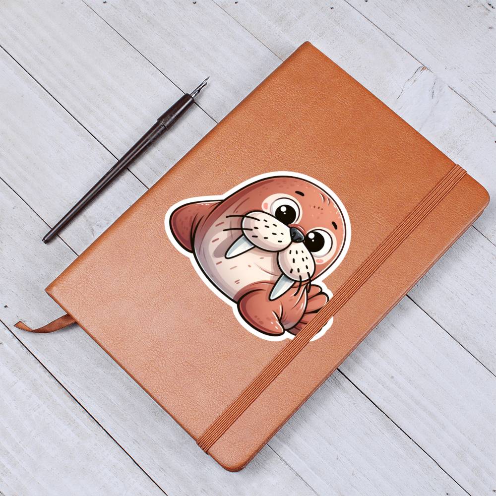 Cute Walrus sticker 212 - Vegan Leather Journal