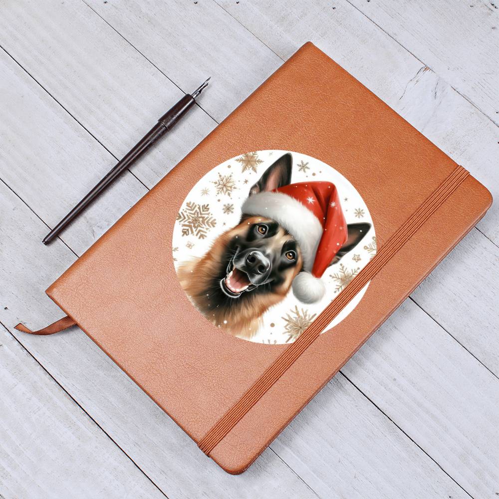 Christmas Dog - Belgian Malinois - Vegan Leather Journal