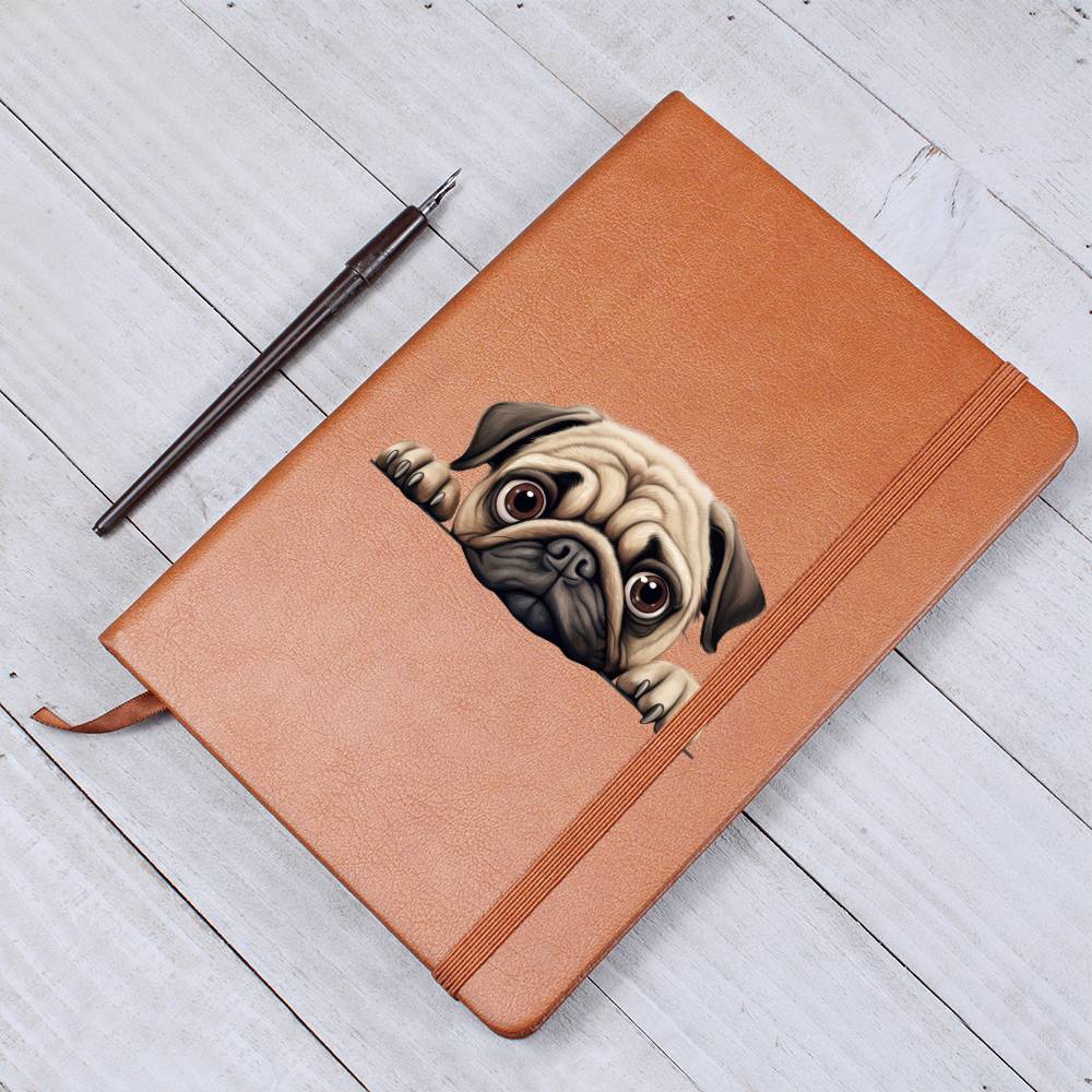 Pug Peeking - Vegan Leather Journal