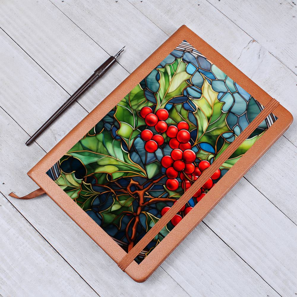 Christmas Stained Glass Design 031 - Vegan Leather Journal