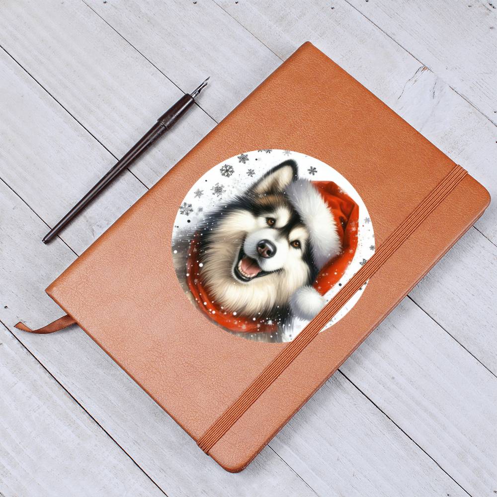 Christmas Dog - Alaskan Malamute - Vegan Leather Journal