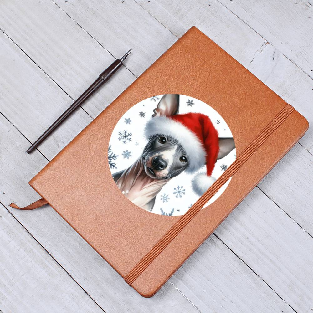 Christmas Dog - American Hairless Terrier - Vegan Leather Journal