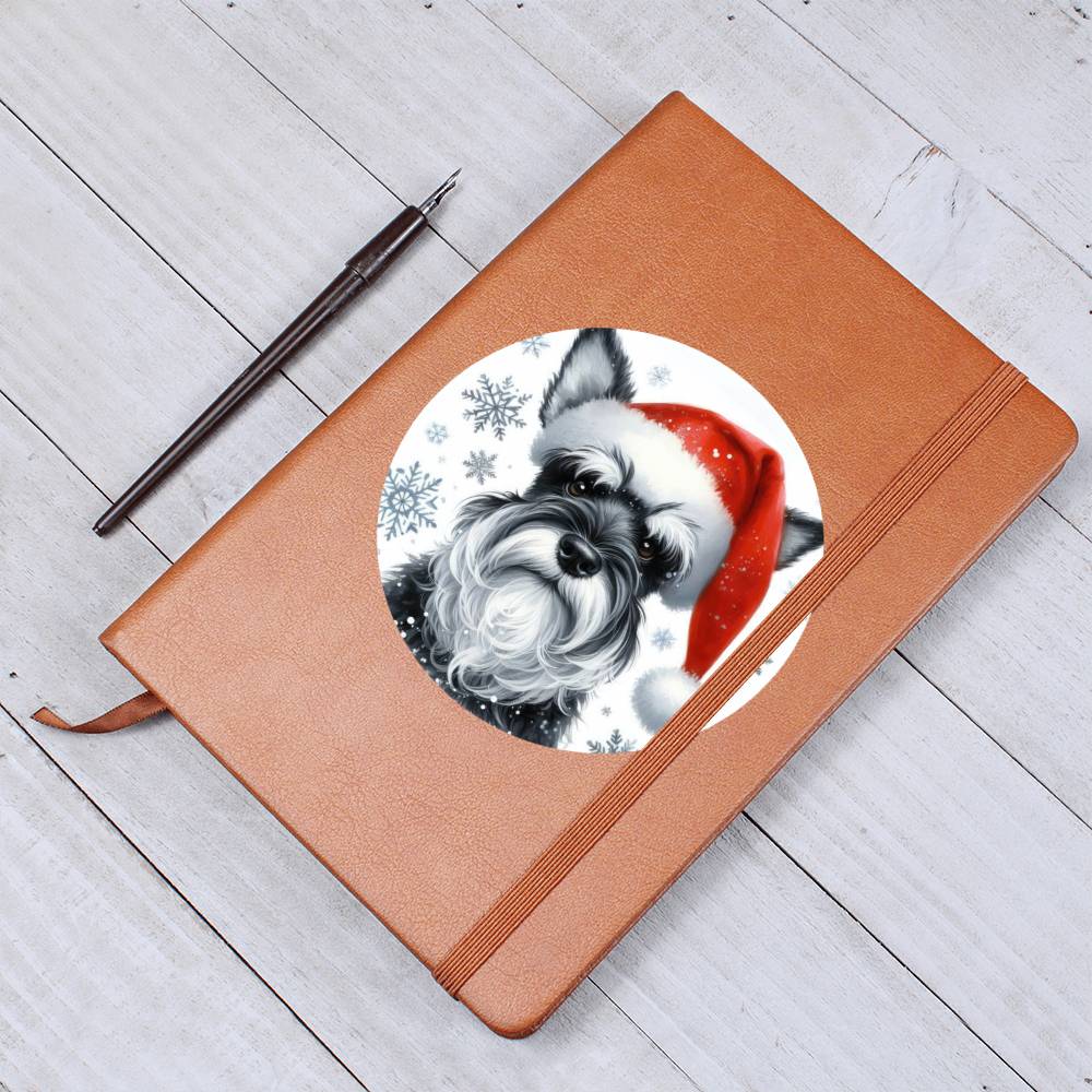 Christmas Dog - Miniature Schnauzer - Vegan Leather Journal