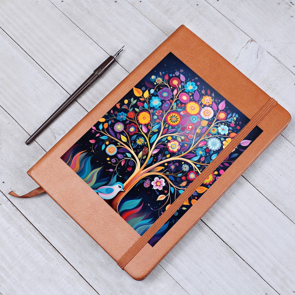 Birds And Floral Design 102 - Vegan Leather Journal