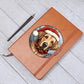 Dog Stained Glass Christmas Design 003 - Vegan Leather Journal