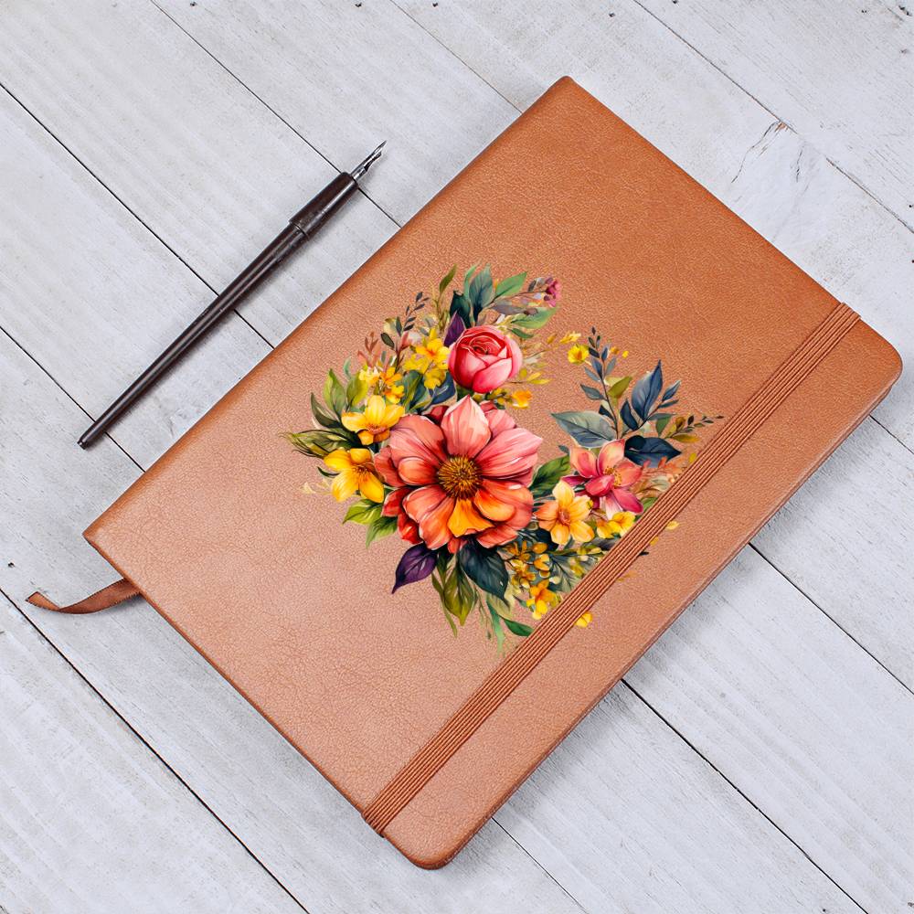Floral Flower Wreath 060 - Vegan Leather Journal