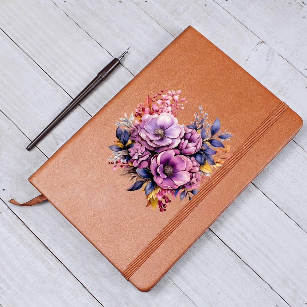 Floral Flower Wreath 054 - Vegan Leather Journal
