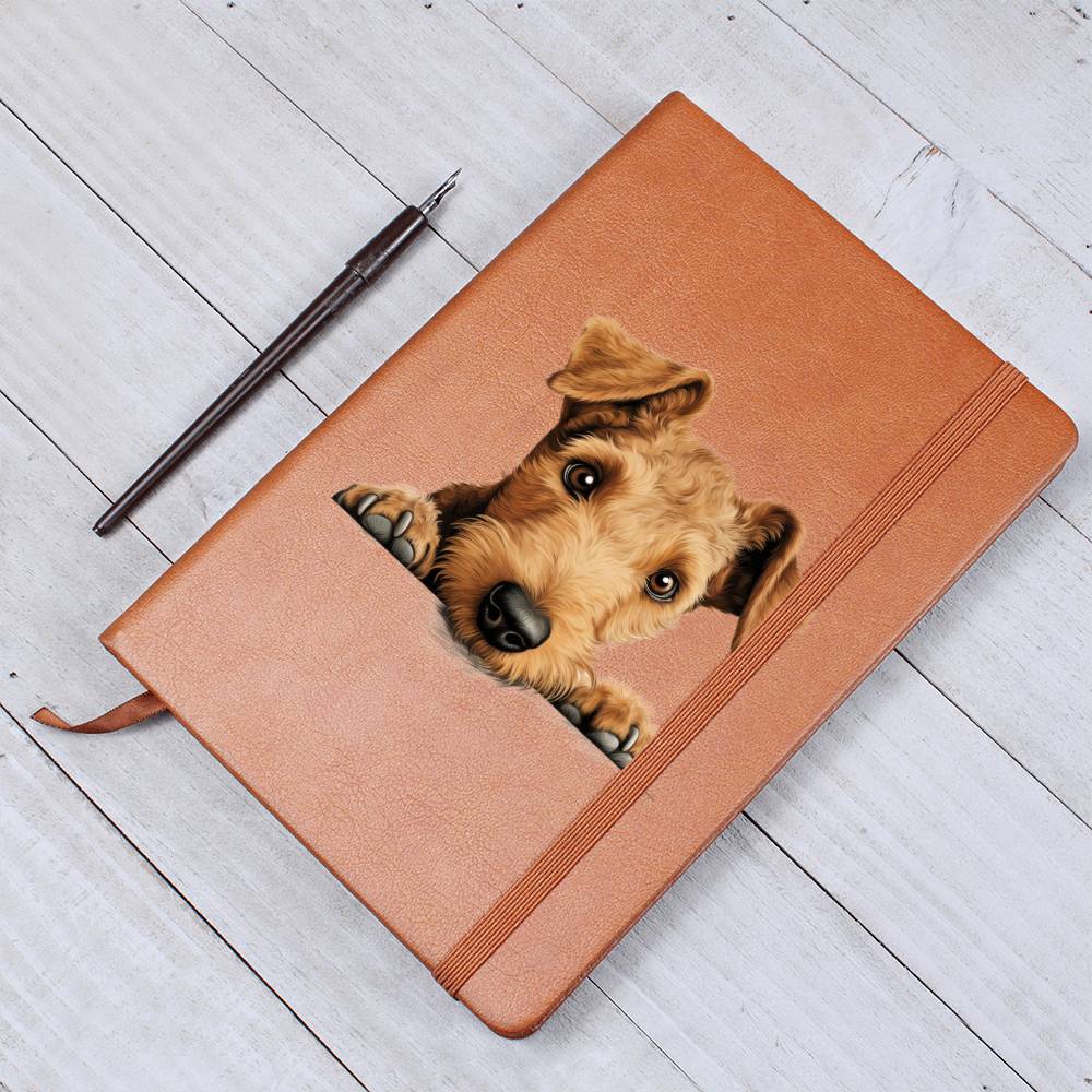 Lakeland Terrier Peeking - Vegan Leather Journal