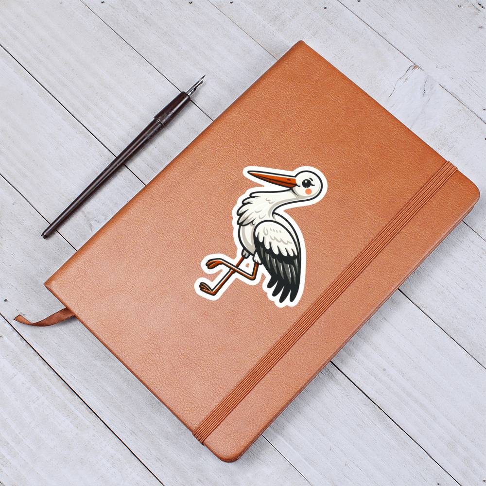 Cute Stork sticker 170 - Vegan Leather Journal