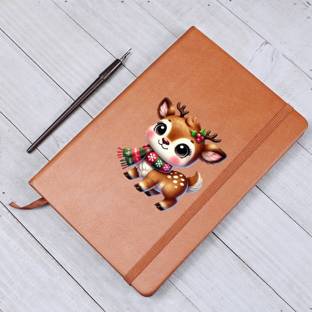 Cute Christmas Reindeer 015 - Vegan Leather Journal