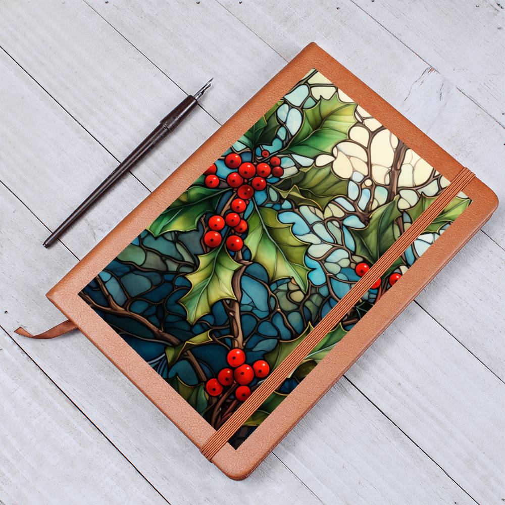 Christmas Stained Glass Design 035 - Vegan Leather Journal