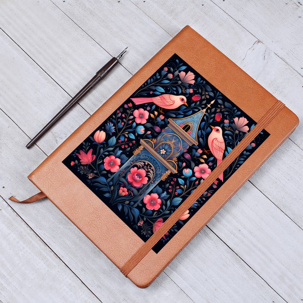 Birds And Floral Design 171 - Vegan Leather Journal