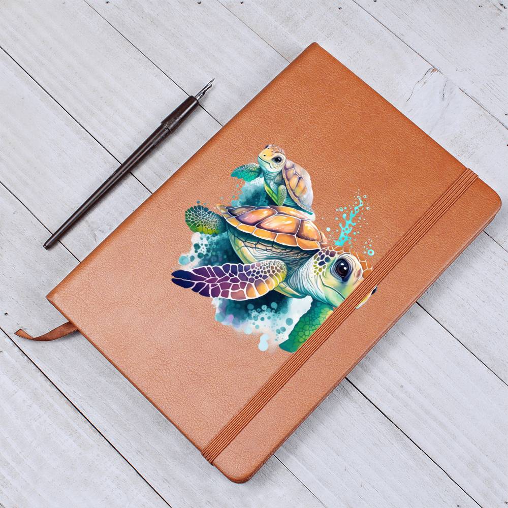 Cute Sea Turtle 011 - Vegan Leather Journal