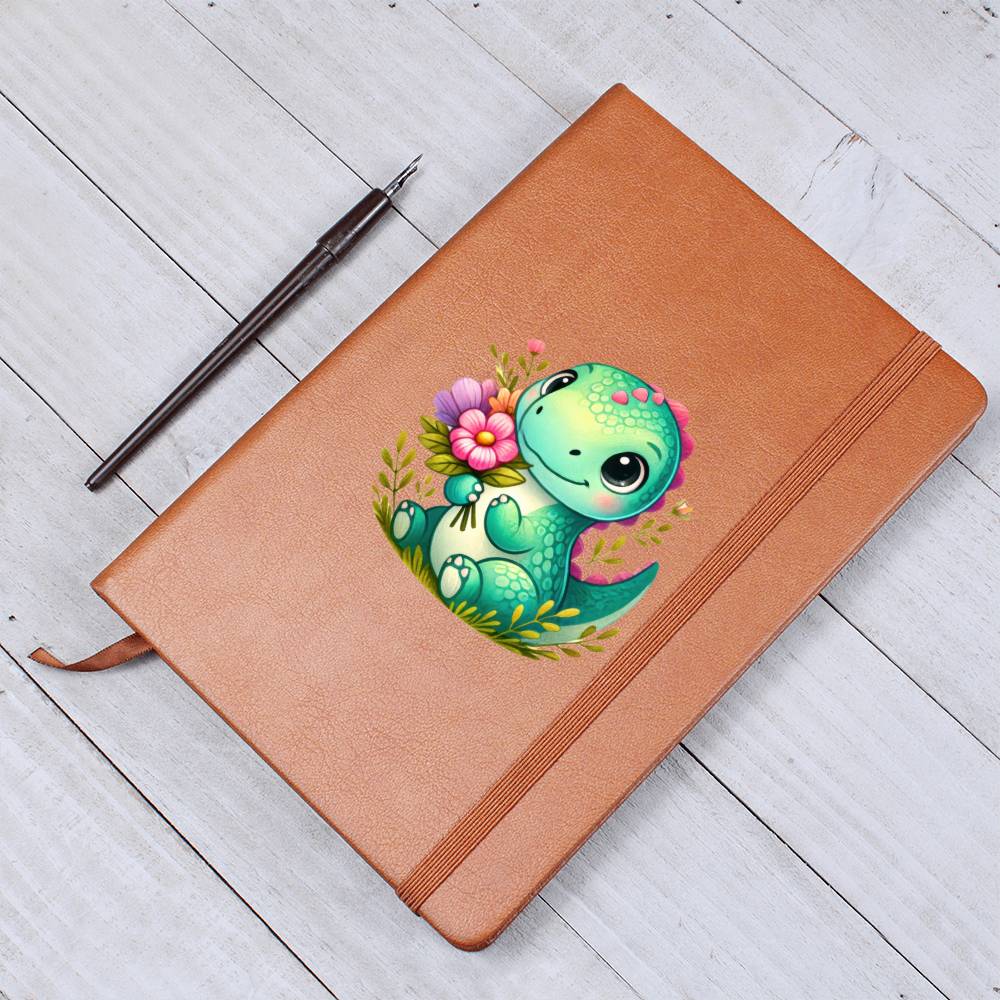 Colorful Baby Dinosaur 008 - Vegan Leather Journal