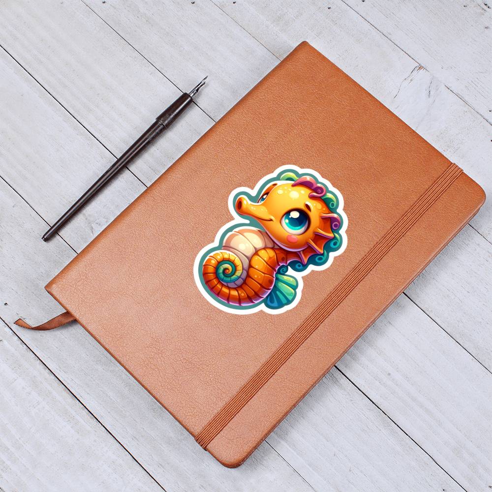 Cute Seahorse sticker 145 - Vegan Leather Journal