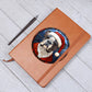 Dog Stained Glass Christmas Design 030 - Vegan Leather Journal
