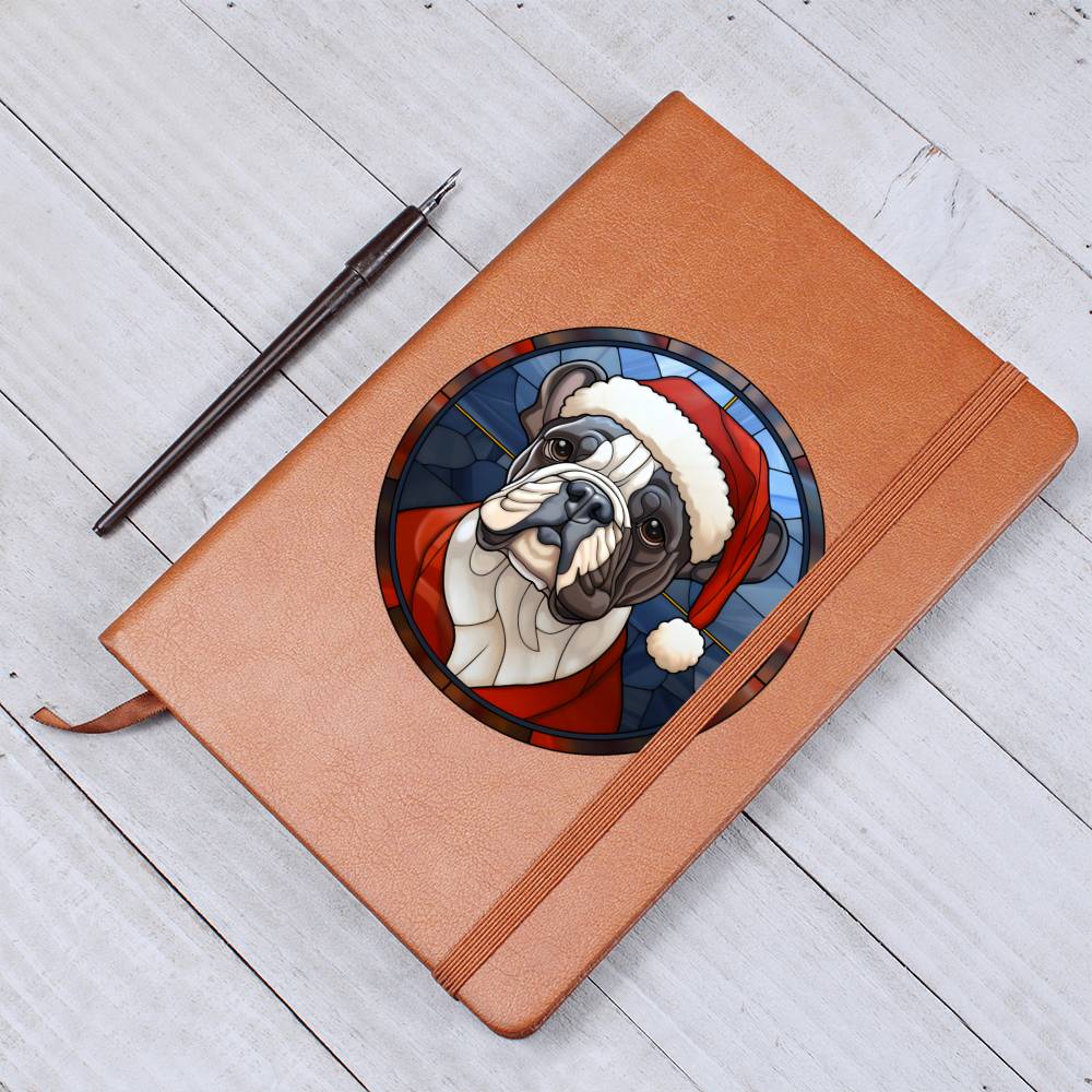 Dog Stained Glass Christmas Design 030 - Vegan Leather Journal