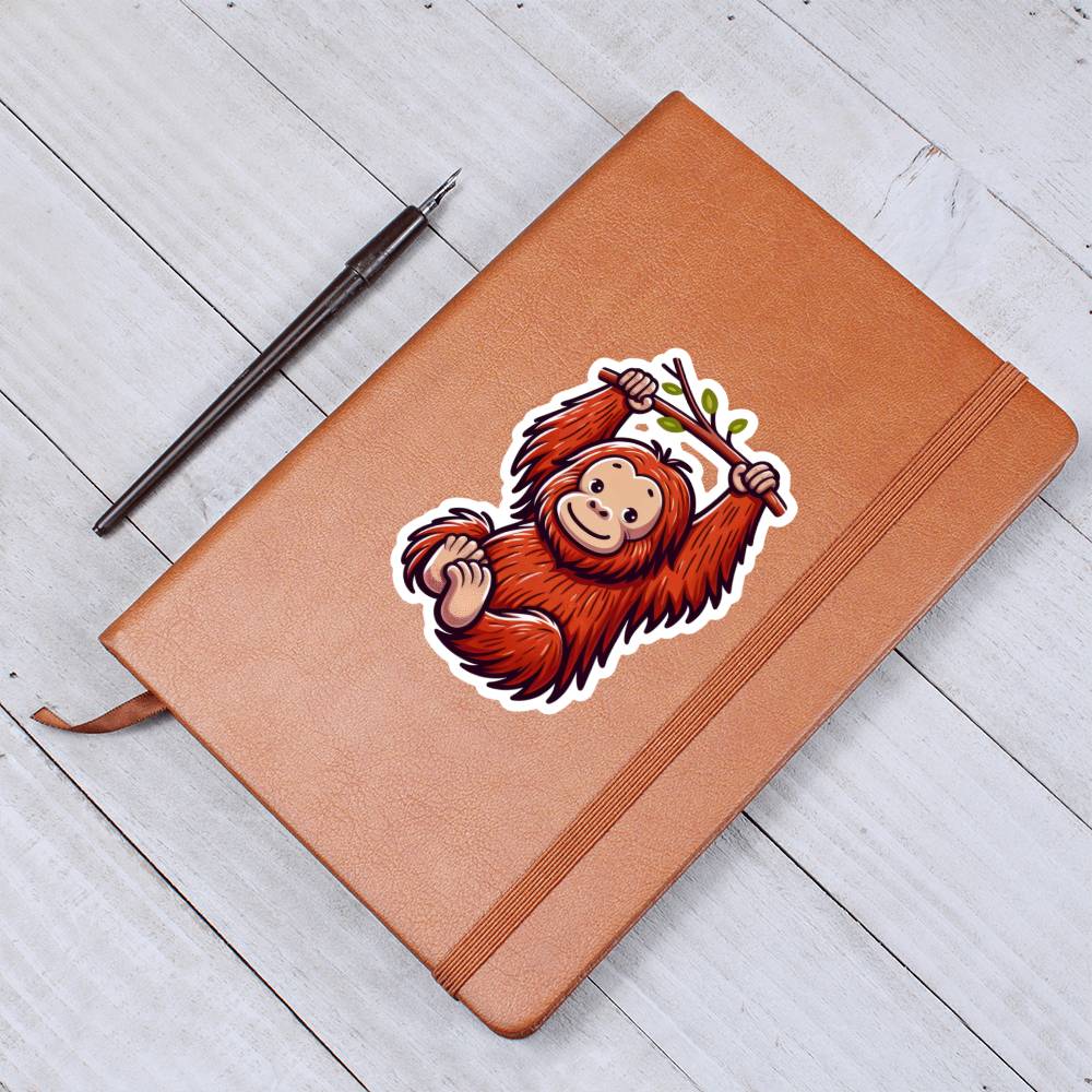 Cute Orangutan sticker 107 - Vegan Leather Journal