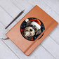Dog Stained Glass Christmas Design 018 - Vegan Leather Journal
