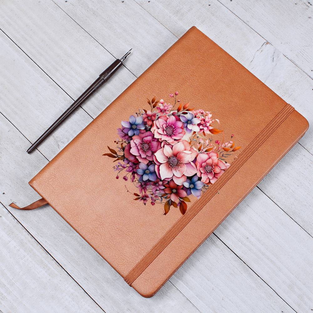 Floral Flower Wreath 020 - Vegan Leather Journal