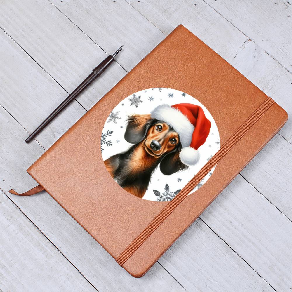 Christmas Dog - Dachshund - Vegan Leather Journal