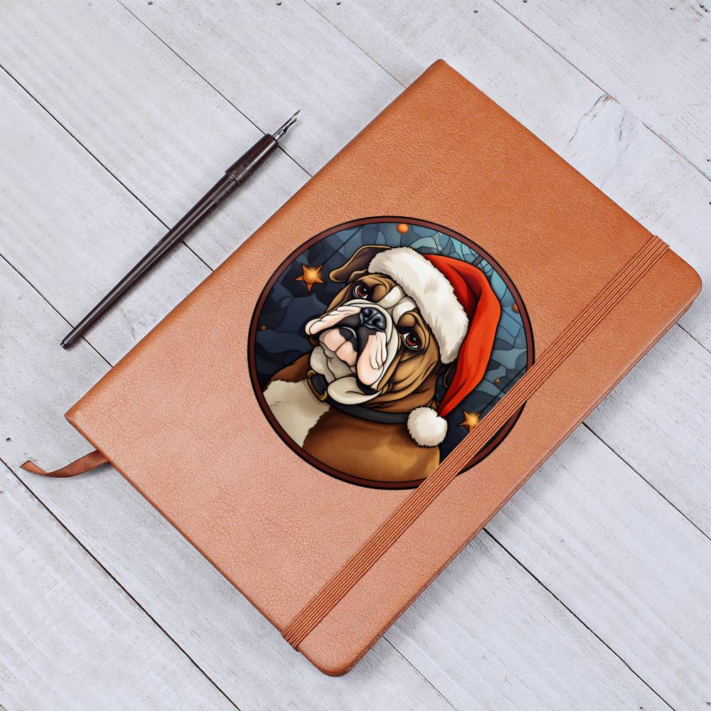 Dog Stained Glass Christmas Design 020 - Vegan Leather Journal