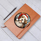 Dog Stained Glass Christmas Design 021 - Vegan Leather Journal
