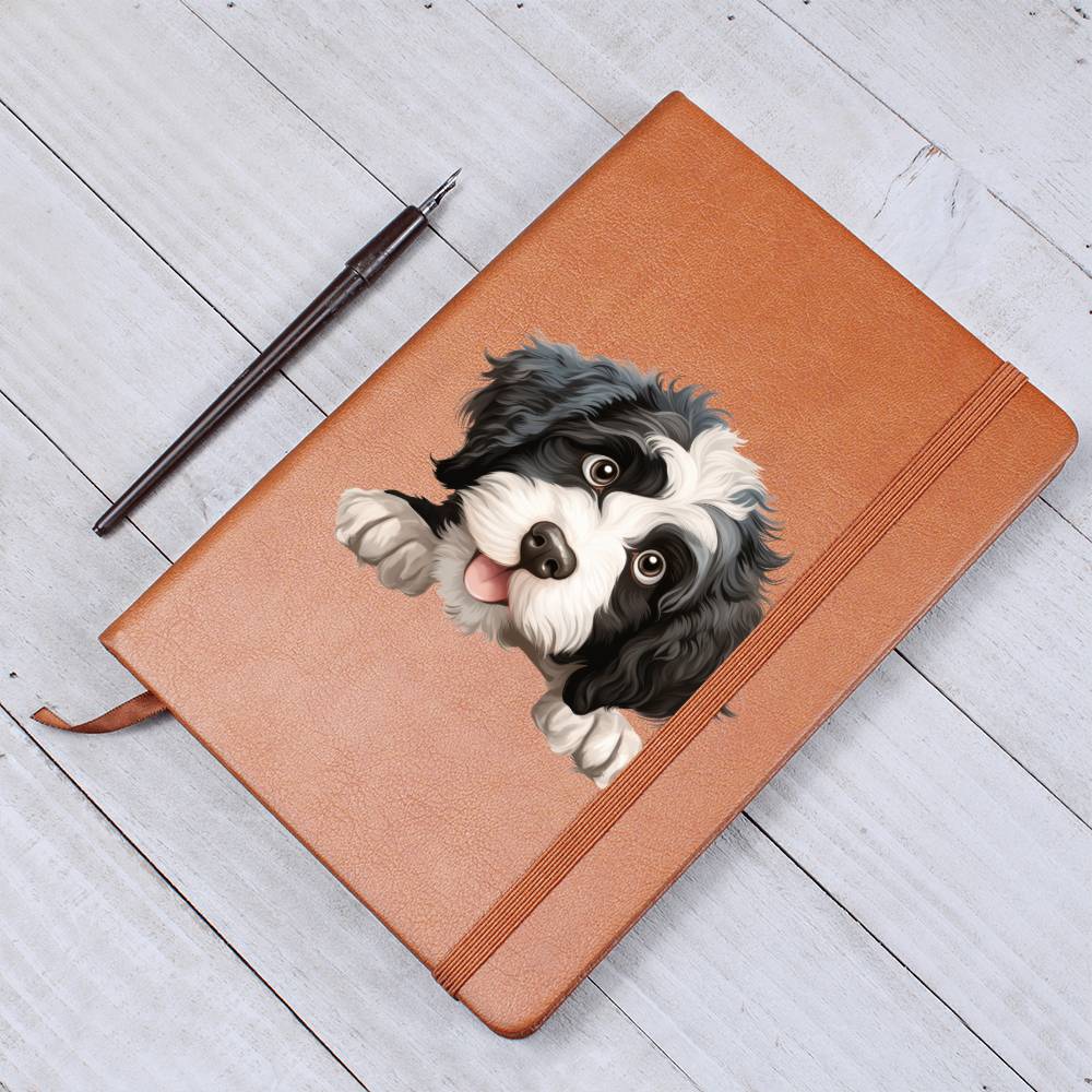 Portuguese Water Dog Peeking - Vegan Leather Journal