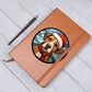 Dog Stained Glass Christmas Design 012 - Vegan Leather Journal