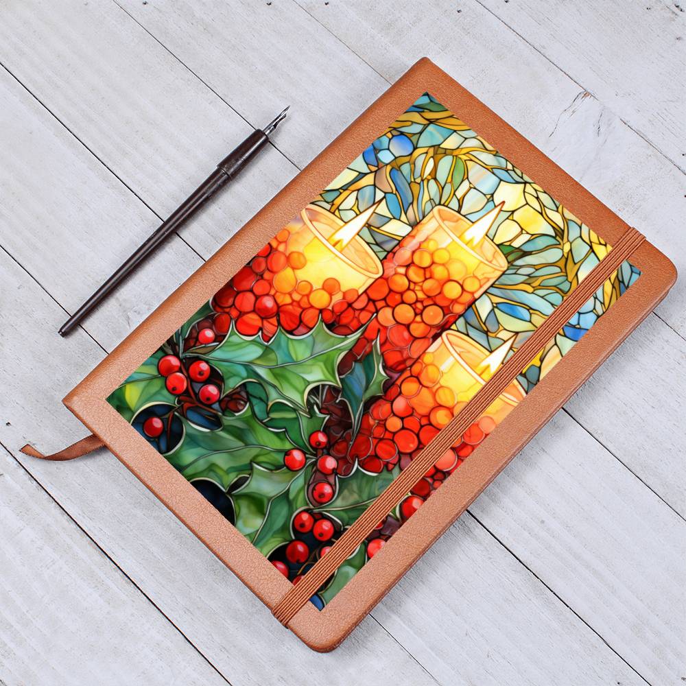 Christmas Stained Glass Design 022 - Vegan Leather Journal
