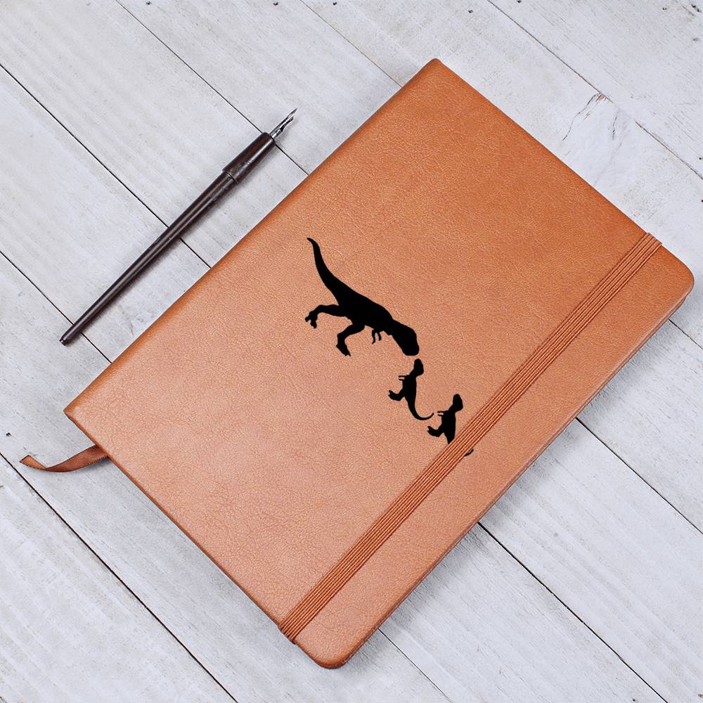 Mama Dinosaur With 2 Hatchlings - Vegan Leather Journal