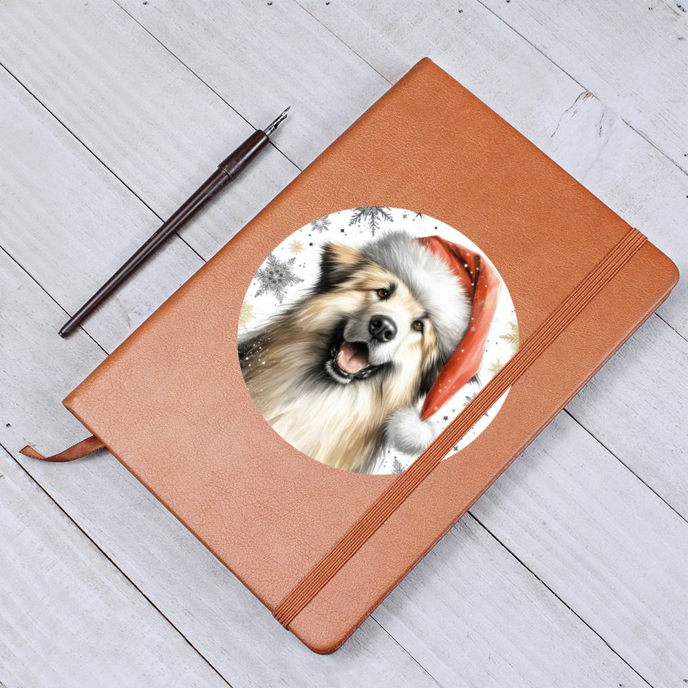 Christmas Dog - Pyrenean Shepherd - Vegan Leather Journal