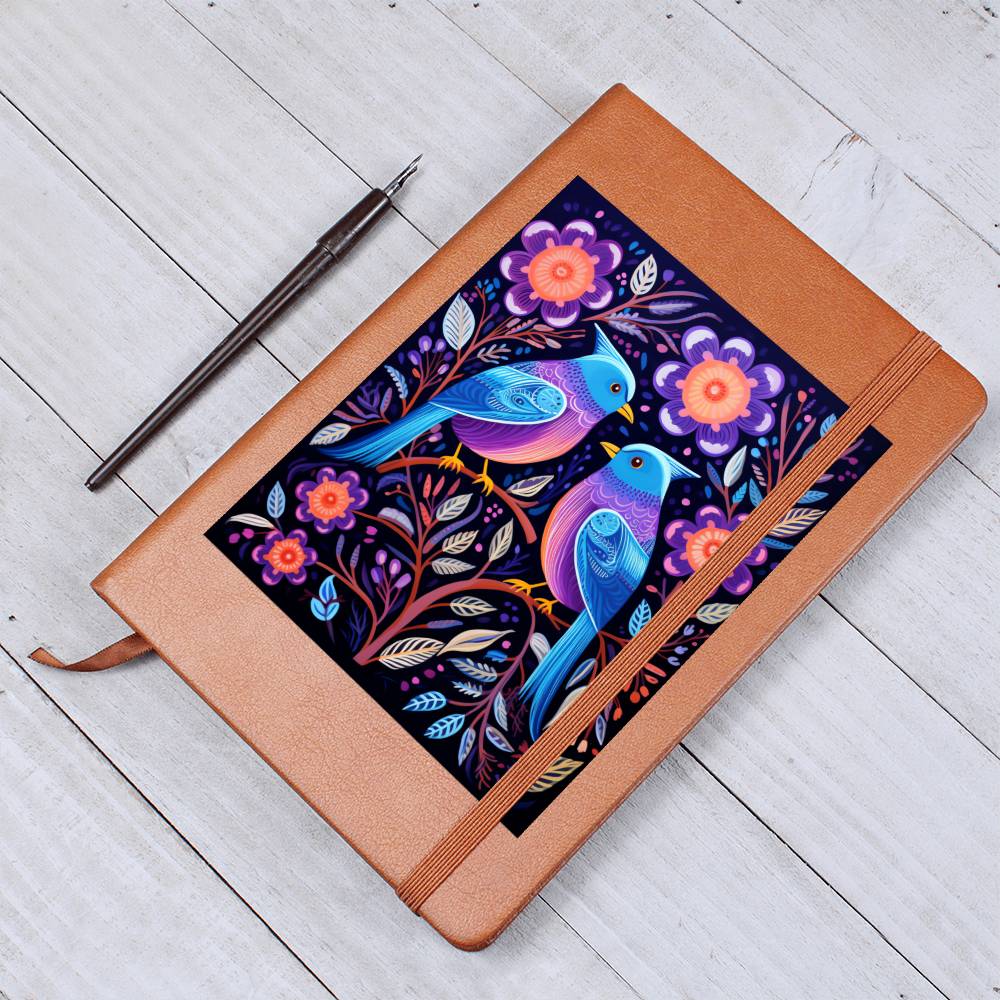 Birds And Floral Design 145 - Vegan Leather Journal