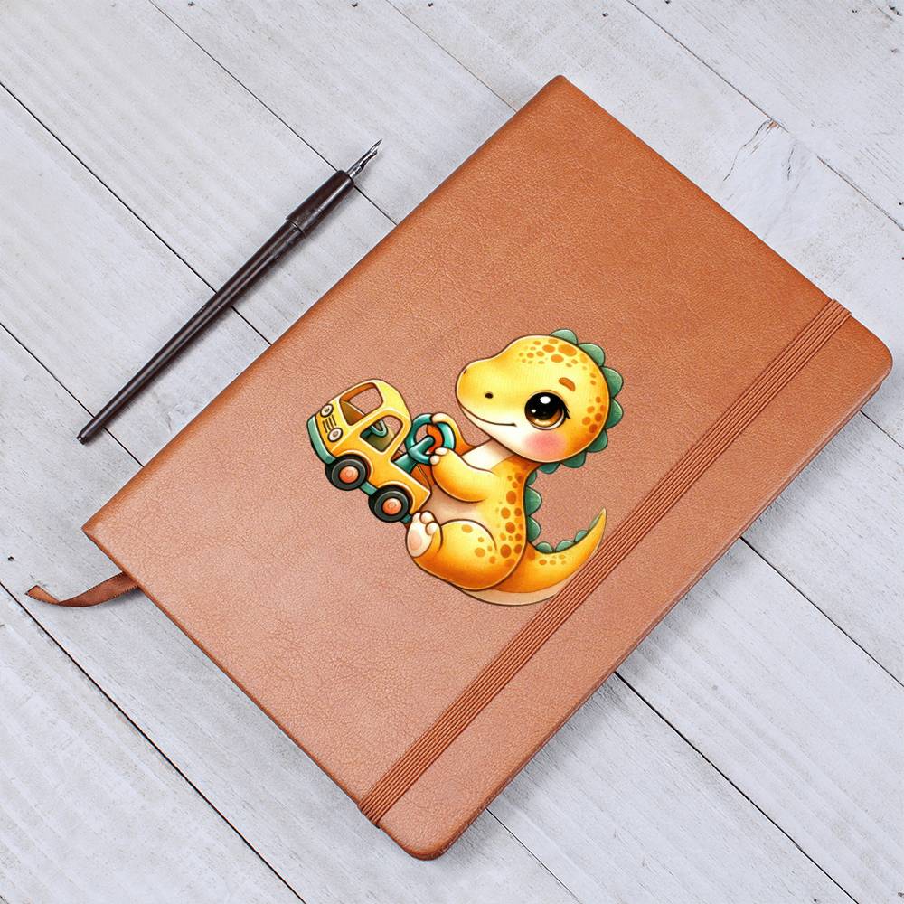 Colorful Baby Dinosaur 052 - Vegan Leather Journal