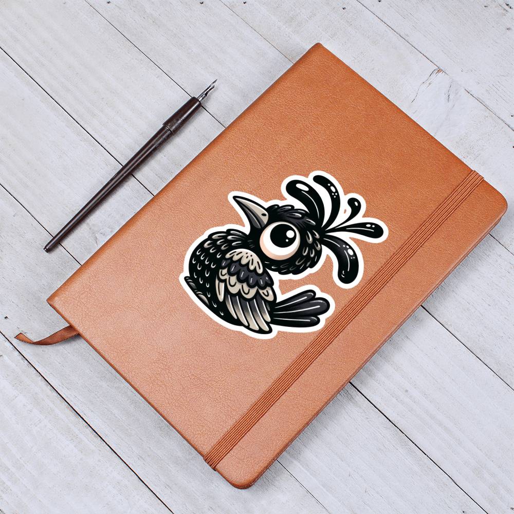 Cute Umbrellabird sticker 205 - Vegan Leather Journal