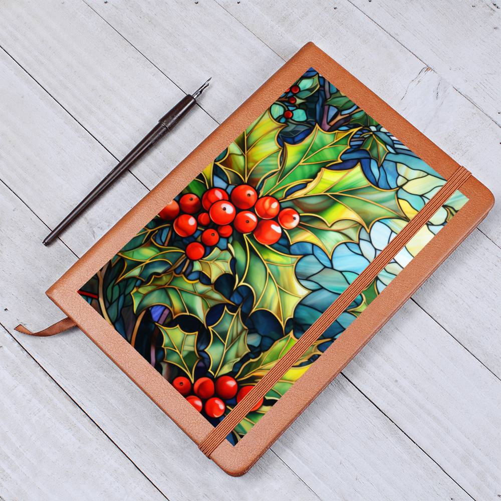 Christmas Stained Glass Design 019 - Vegan Leather Journal