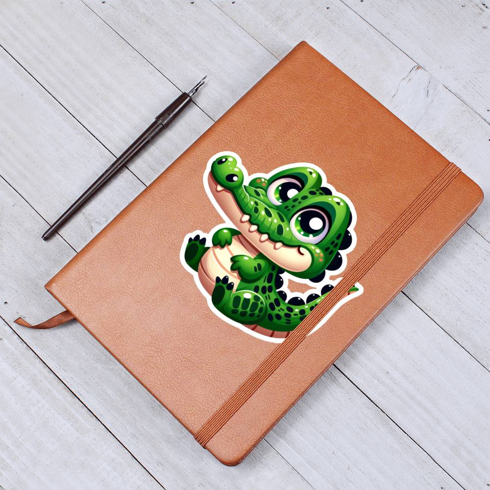 Cute Crocodile sticker 34 - Vegan Leather Journal