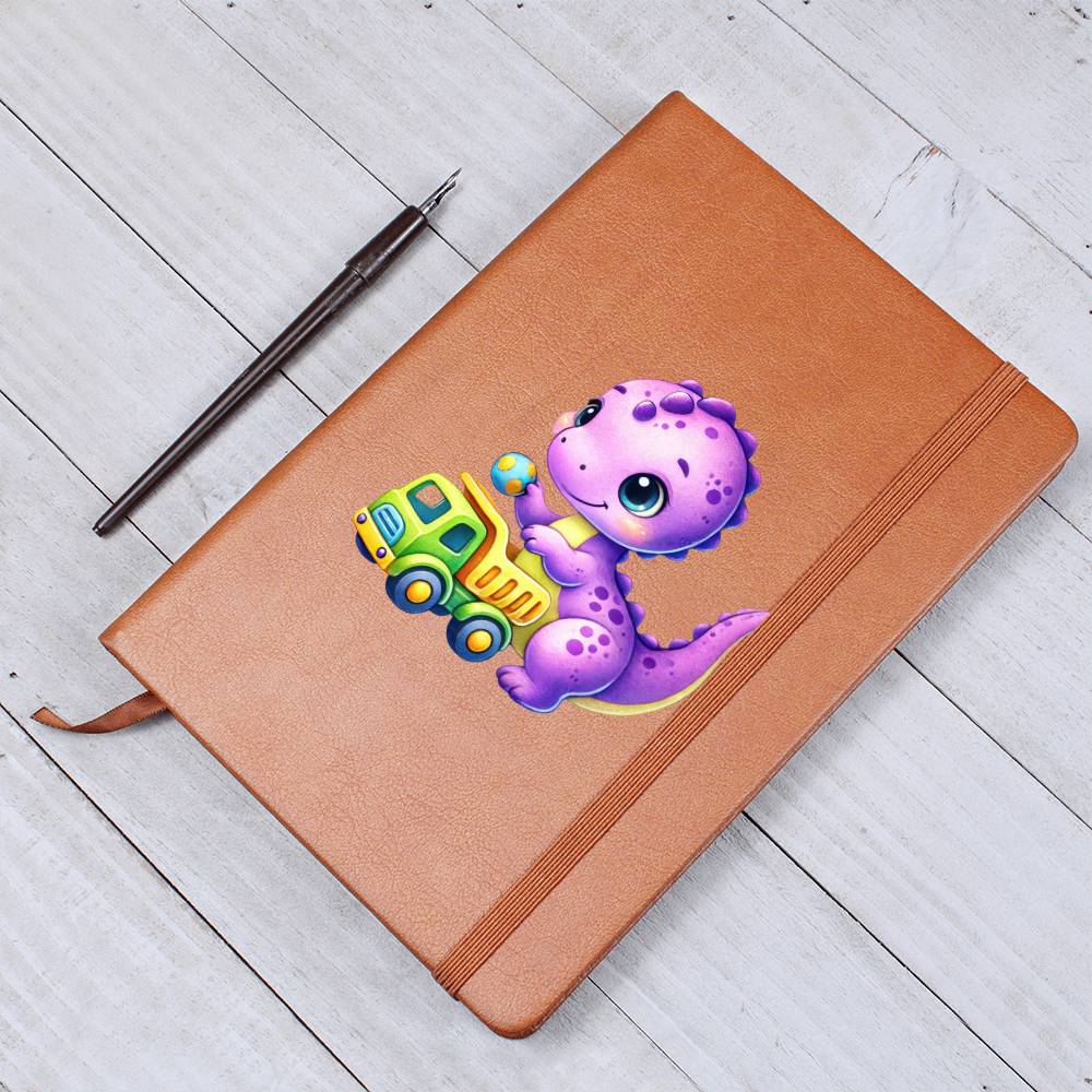 Colorful Baby Dinosaur 103 - Vegan Leather Journal