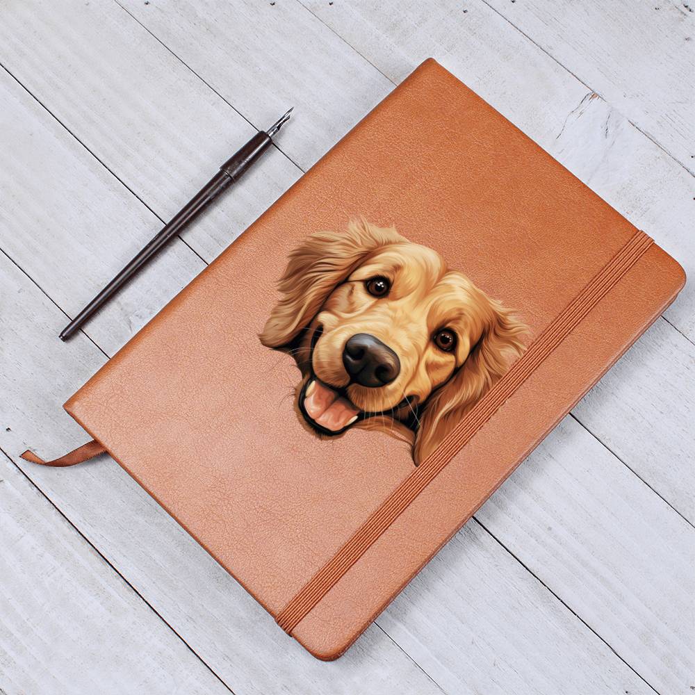 Golden Retriever Peeking - Vegan Leather Journal