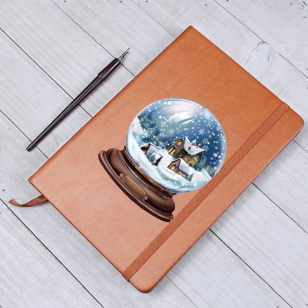 Watercolor Christmas Snow Globe 048 - Vegan Leather Journal