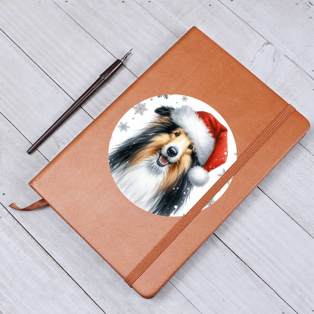 Christmas Dog - Bearded Collie - Vegan Leather Journal