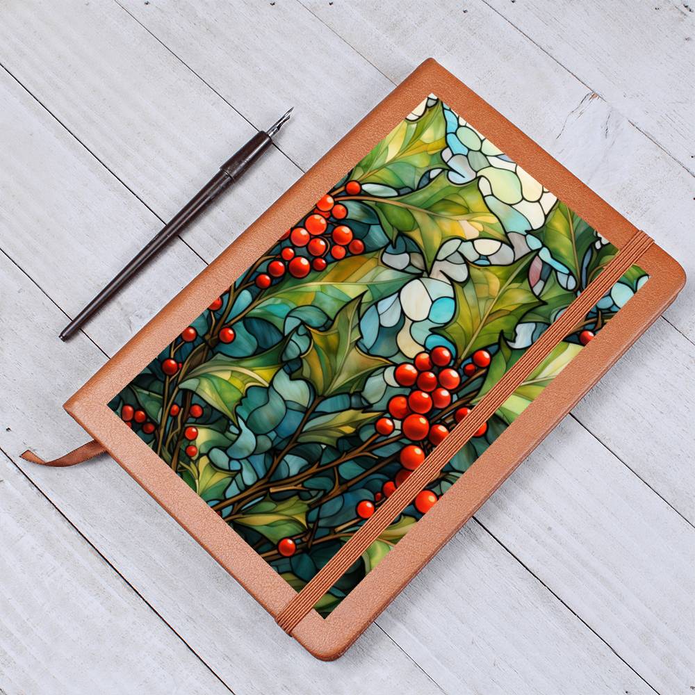 Christmas Stained Glass Design 034 - Vegan Leather Journal