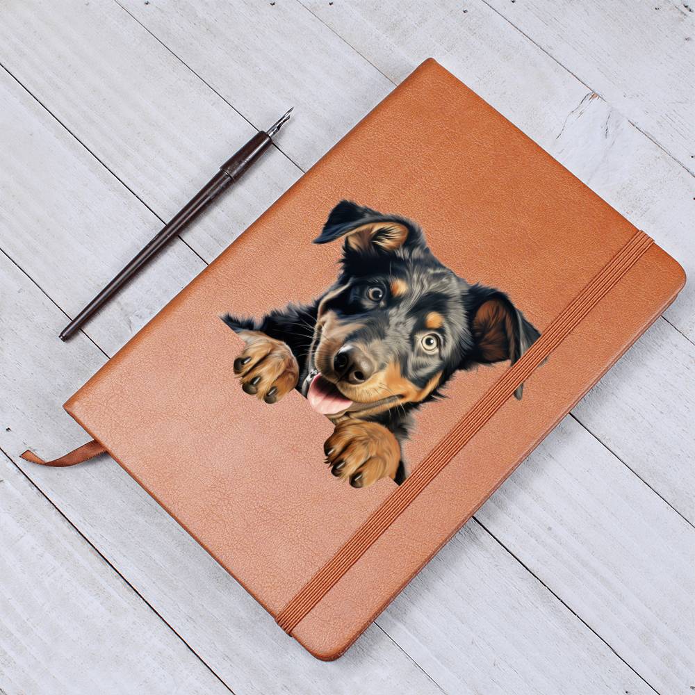 Beauceron Peeking - Vegan Leather Journal