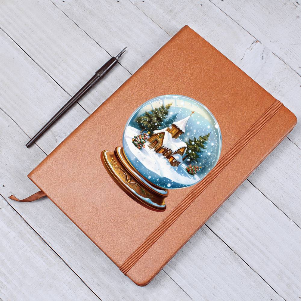 Watercolor Christmas Snow Globe 016 - Vegan Leather Journal