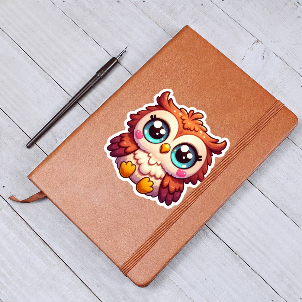 Cute Owl sticker 116 - Vegan Leather Journal